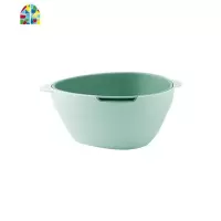 双层塑料厨房洗菜筐淘米篮水果盆收纳洗菜盆 FENGHOU 27*21*12CM-浅绿洗菜篮洗菜篮