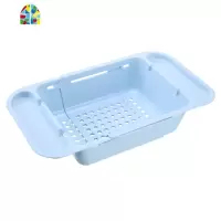加深厨房可伸缩水多功能塑料碗碟架洗菜盆水果蔬菜滤水篮 FENGHOU 浅绿-可伸缩洗菜篮洗菜篮