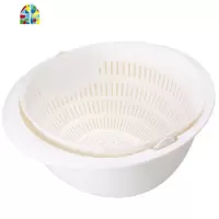 厨房塑料双层洗菜篮水果篮滤水盆多子旋转沥水盆蔬菜盆 FENGHOU 白色