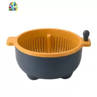 双层水果盘厨房洗菜盆子手摇塑料淘菜筐收纳菜篮子家用大全 FENGHOU 大号:豆沙双色洗菜篮洗菜篮