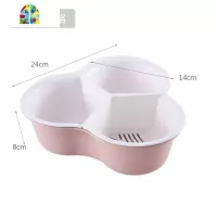 抖音同款塑料三分格双层蔬菜洗菜盆洗菜篮子火锅拼盘水果盘 FENGHOU 小号-分格北欧粉