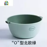 家用淘米双层洗菜篮厨房洗菜盆子创意现代水果盘客厅干果盆 FENGHOU O型水果北欧绿