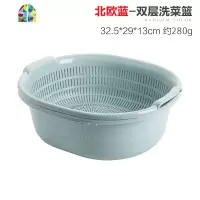 素色双层洗菜盆厨房圆形沥水盆塑料家用水果篮洗菜篮子漏盆 FENGHOU 白色四件套