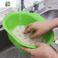 创意水洗菜盆挂式淘米萝果蔬篮 多功能塑料沥水洗菜篮子收纳篮 FENGHOU 白色