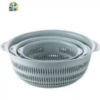 镂空洗菜篮蔬菜3件套 家用厨房塑料洗菜盆水果收纳篮 FENGHOU 粉色