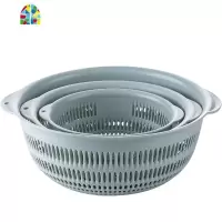 镂空洗菜篮蔬菜3件套 家用厨房塑料洗菜盆水果收纳篮 FENGHOU 粉色