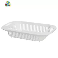 可伸缩洗菜篮淘菜盆沥水篮长方形塑料家用厨房水洗碗收纳置物架 FENGHOU 米色