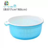 大号椭圆双层沥水篮塑料洗水果蔬菜篮子多用厨房洗菜淘菜盆套 FENGHOU 小号蓝色洗菜篮洗菜篮