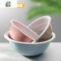 新款淘菜盆马卡龙色加大厨房塑料家用双层洗菜盆淘米大篮子 FENGHOU 卡其色小号(加大加厚)洗菜篮洗菜篮