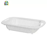 可伸缩洗菜篮淘菜盆沥水篮子塑料水果收纳筐厨房水洗碗池置物架 FENGHOU 白色