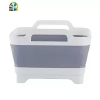 折叠式洗菜篮家用厨房水洗水果蔬菜篮子收纳筐塑料洗菜盆 FENGHOU 白+灰
