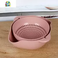 家用厨房多功能可旋转沥水篮塑料滤水篮创意双层洗菜洗水果盆 FENGHOU 麦纤维大号蓝色洗菜篮洗菜篮