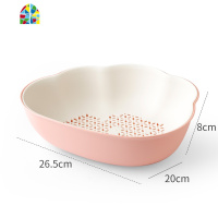 双层洗菜盆厨房网红客厅家用水果盘子现代北欧风ins沥水筐 FENGHOU 简约云朵[青色]洗菜篮洗菜篮