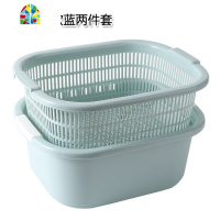 厨房洗菜盆 双层塑料洗水果篮洗菜菜篮子淘菜盆 FENGHOU 北欧粉小号两件套洗菜篮洗菜篮