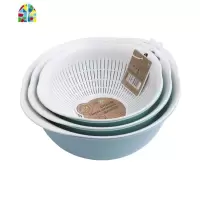 双层塑料洗菜盆洗菜篮厨房家用创意淘米洗水果菜篮子水果盘 FENGHOU 北欧绿色六件套[送洗碗海绵]