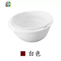 双层洗菜盆子带盖塑料厨房家用洗水果洗菜洗米筛淘米盆 FENGHOU 白色洗菜篮洗菜篮