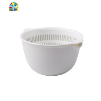 创意日式双层洗菜盆客厅水果盘家用小号塑料菜篮子洗菜篮 FENGHOU 大号浅灰