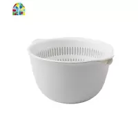 创意日式双层洗菜盆客厅水果盘家用小号塑料菜篮子洗菜篮 FENGHOU 大号杏色