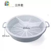 火锅拼盘家用双层洗菜篮子厨房分格蔬菜洗菜盆水果盘 FENGHOU 小号卡其