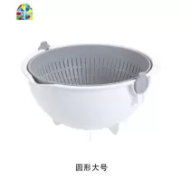 加厚双层洗菜篮子塑料厨房洗菜盆家用客厅创意水果盘 FENGHOU 圆形小号