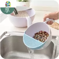 厨房淘米篮沥水篮沥水米筛 厨房防溢出洗菜篮洗水果淘米盆 FENGHOU 灰色小号