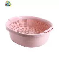 家用洗菜篮子洗菜盆漏盆厨房双层塑料水果盘 FENGHOU 白色
