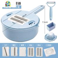 厨房切菜多功能手动碎菜豆角切丝拉丝器大号切片土豆萝卜刨皮 FENGHOU 北欧蓝色(实用12件套)削皮器