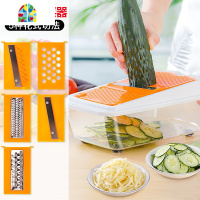 家用厨房切菜器切丁土豆丝多功能刨皮器削刮擦丝器水果切片机 FENGHOU 绿色[切菜器标准款]5大功能-送护手削皮器