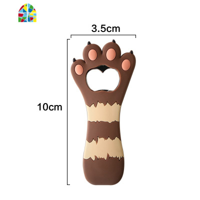 日韩zakka可爱硅胶甜筒豹纹条纹猫咪爪子磁性冰箱贴瓶起子开瓶器 FENGHOU 猫爪磁性瓶起豹纹