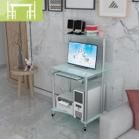 逸家伴侣双层电脑桌台式机家用简易小型可移动迷你卧室简约钢化玻璃书桌子
