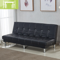 逸家伴侣理发店简易沙发服装店小户型沙发可折叠沙发床店发廊黑皮革沙发