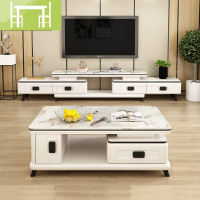 逸家伴侣北欧大理石电视柜茶几组合套装现代简约小户型客厅可伸缩电视机柜