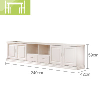 逸家伴侣实木电视柜2.4米2.2 实木地柜 大客厅柜 高柜影视柜带抽屉长柜子