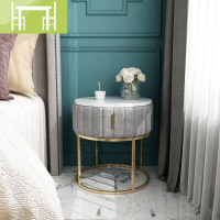 逸家伴侣现代简约轻奢小户型家用卧室大理石圆形床头柜客厅沙发边几角几桌