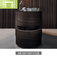 逸家伴侣北欧极简床头柜迷你圆桌轻奢烟熏色实木卧室北欧风ins意式储物柜