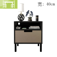 逸家伴侣轻奢风床头柜简约后现代 北欧卧室床边储物柜 烤漆黑金抽屉收纳柜