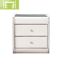 逸家伴侣玻璃面床头柜皮质软包简约现代卧室家具定制颜色宽迷你皮床边柜子