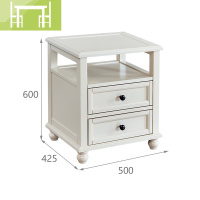 逸家伴侣美式实木床头柜白色40CM宽蓝色小户型樱桃色卧室床边柜灰色黑胡桃