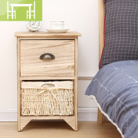 逸家伴侣实木田园收纳柜小户型床边柜30厘米窄小柜子墙角柜民宿原木床头柜