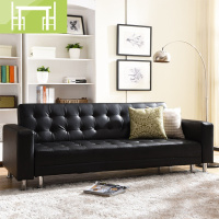 逸家伴侣现代小户型客厅转角pu沙发组合功能皮艺实木折叠沙发床整装