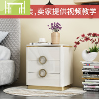 逸家伴侣烤漆床头柜轻奢风铁艺全实木极简约现代北欧斗柜金属卧室网红客厅