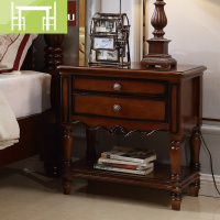 逸家伴侣简约实木床头柜美式欧式卧室收纳储物深色白色加高整装床边柜子