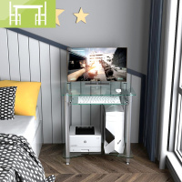 逸家伴侣小户型电脑台式书桌家用简约钢化玻璃台迷你经济型打印机一体桌子电脑桌