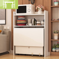 逸家伴侣简易折叠餐桌家用小户型可移动餐桌边柜组合长方形折叠桌子吃饭桌