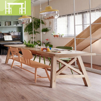 逸家伴侣北欧全实木餐桌椅家用客厅小户型长方形大桌子现代简约原木工作台
