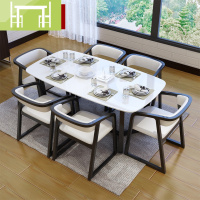逸家伴侣北欧风大理石餐桌现代简约小户型方形实木组合装家用餐台岩板饭桌