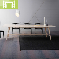 逸家伴侣新中式实木餐桌北欧现代简约黑色餐厅桌北美纯实木长方形吃饭桌子