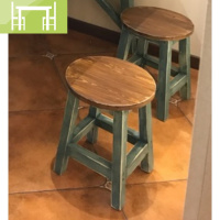 逸家伴侣实木餐桌美式做旧复古桌长方形阳台餐饮咖啡桌服装花店桌子工作台