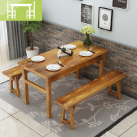 逸家伴侣碳化木桌椅农家乐饭店餐桌实木面馆小吃店快餐桌凳火锅店桌椅