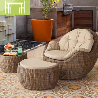 逸家伴侣阳台藤椅茶几三件套创意客厅庭院花园小桌椅休闲组合户外藤编沙发桌/桌椅套件